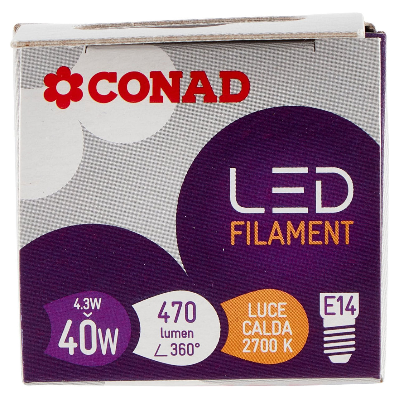 CONAD Led Filament 4.3W 470 Lumen E14 Luce Calda