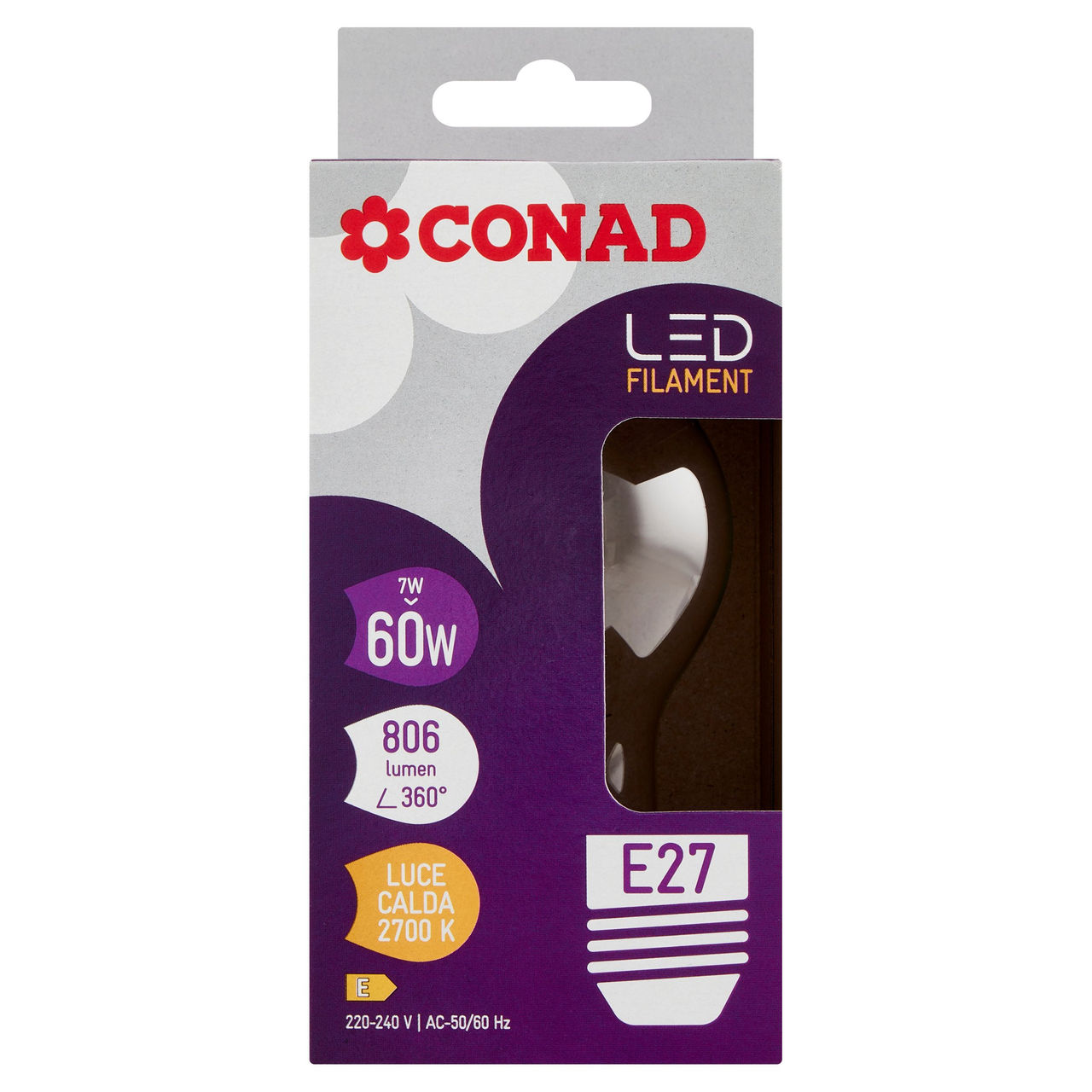 CONAD Led Filament 7W 806 Lumen E27 Luce Calda