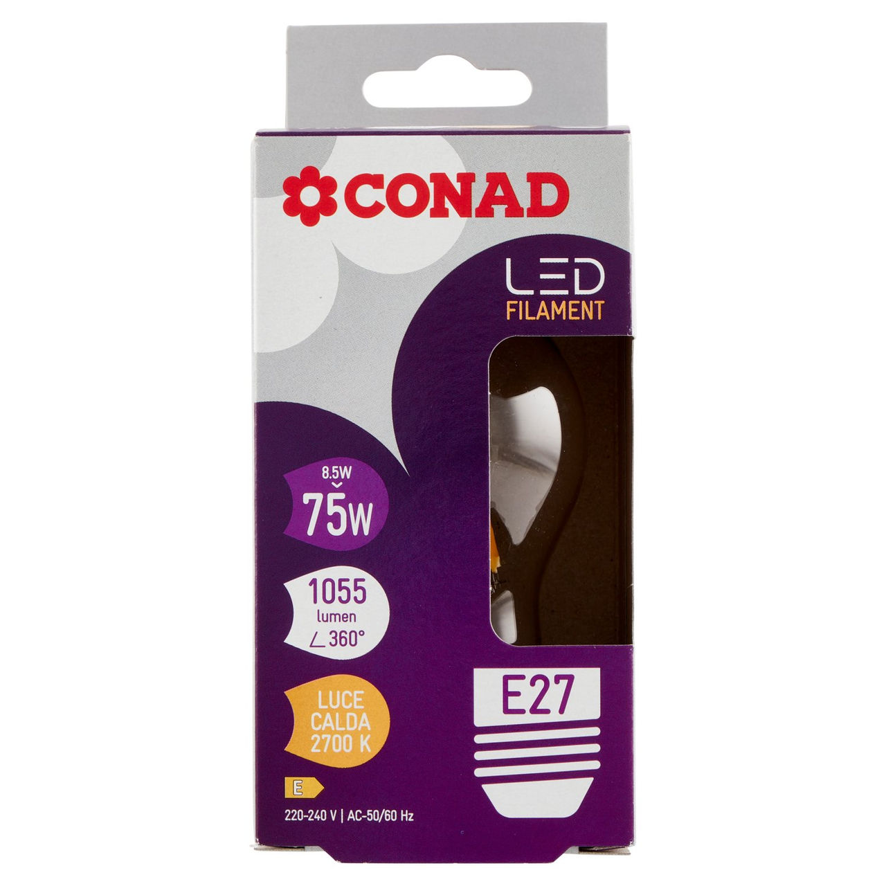 CONAD Led Filament 8.5W 1055 Lumen E27 Luce Calda