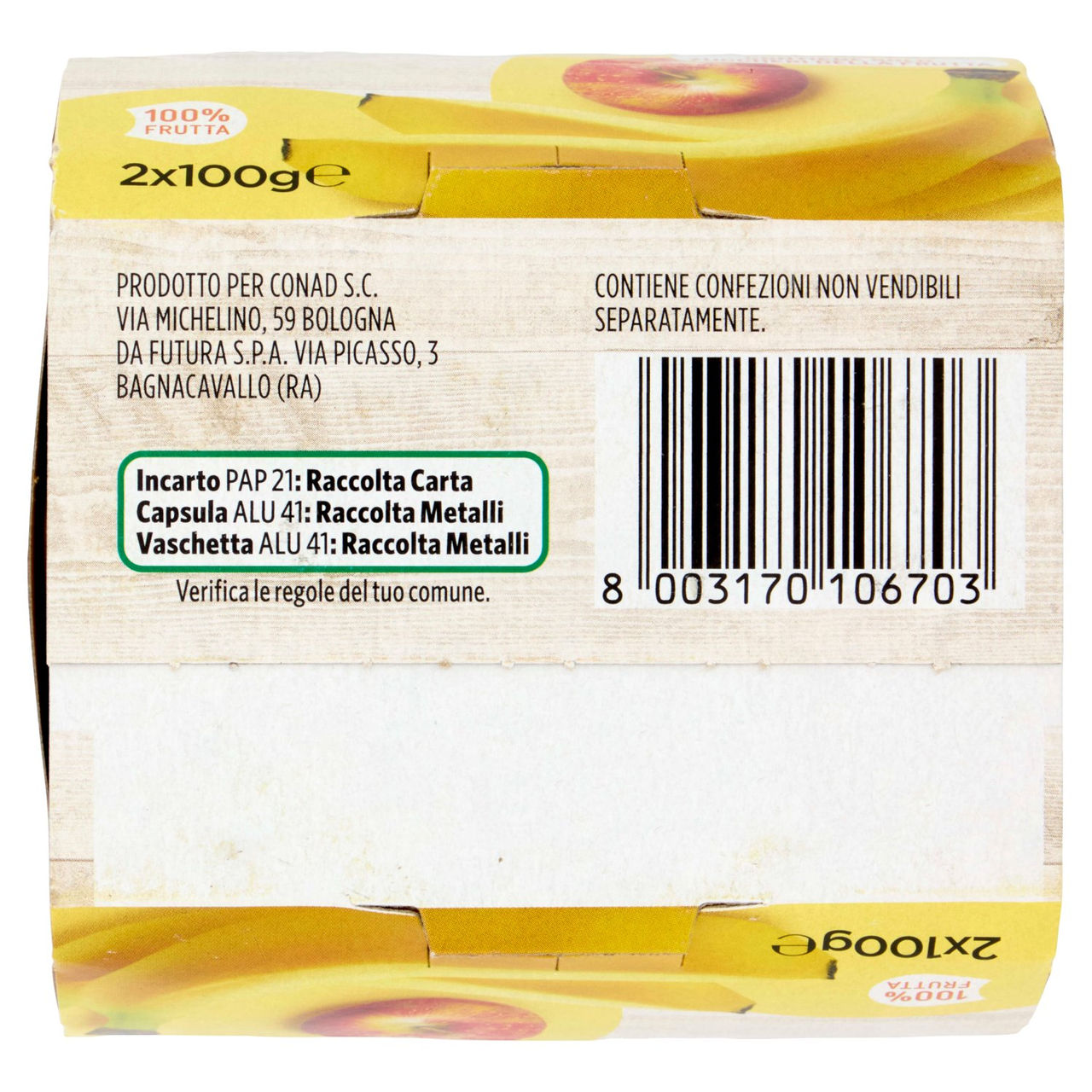 CONAD Mela e Banana 2 x 100 g