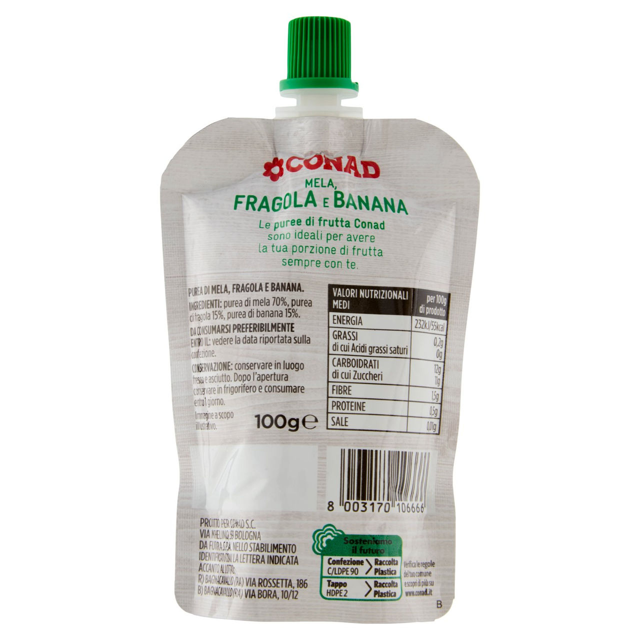 CONAD Mela, Fragola e Banana 100 g