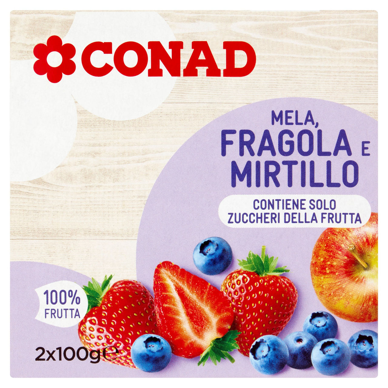 CONAD Mela, Fragola e Mirtillo 2 x 100 g