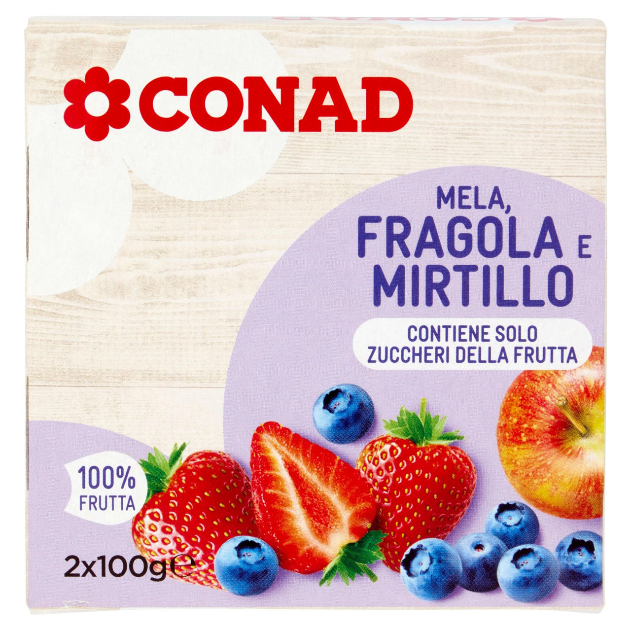 CONAD Mela, Fragola e Mirtillo 2 x 100 g