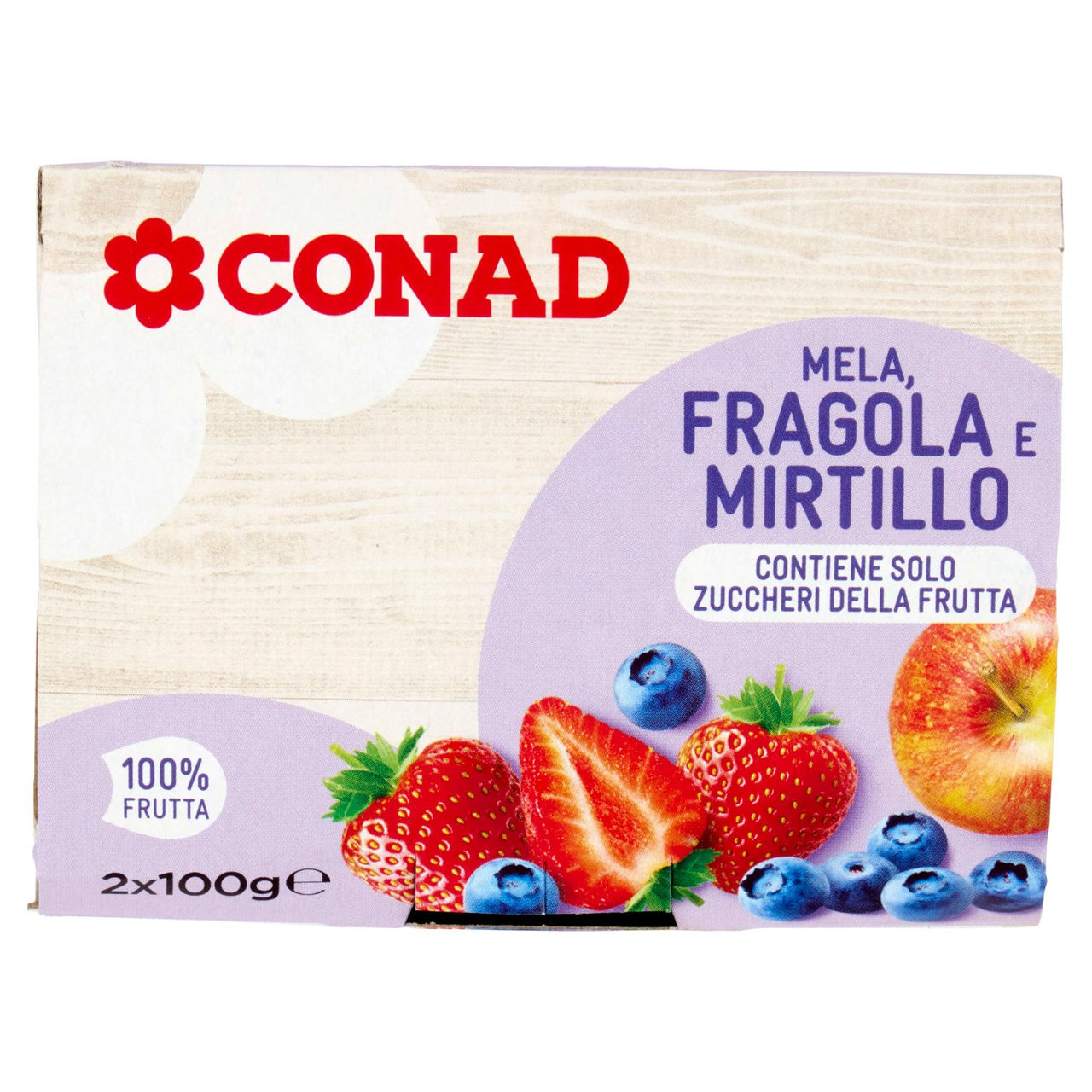 CONAD Mela, Fragola e Mirtillo 2 x 100 g