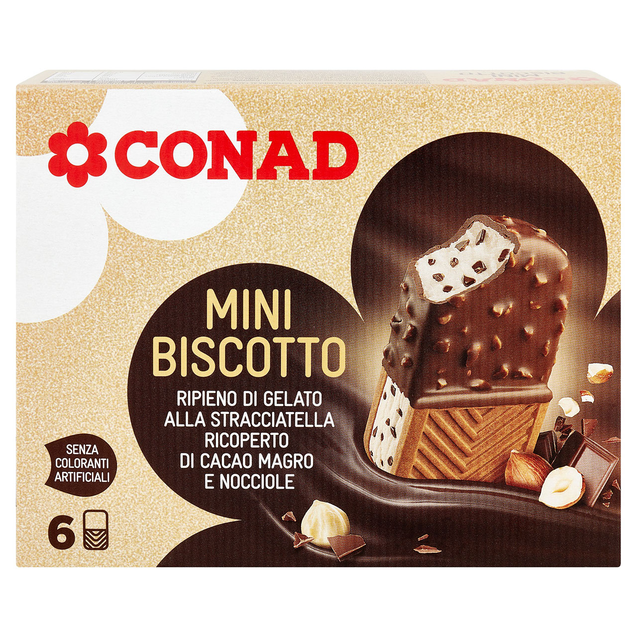 Mini Biscotto Ripieno di Gelato Stracciatella 6 pz