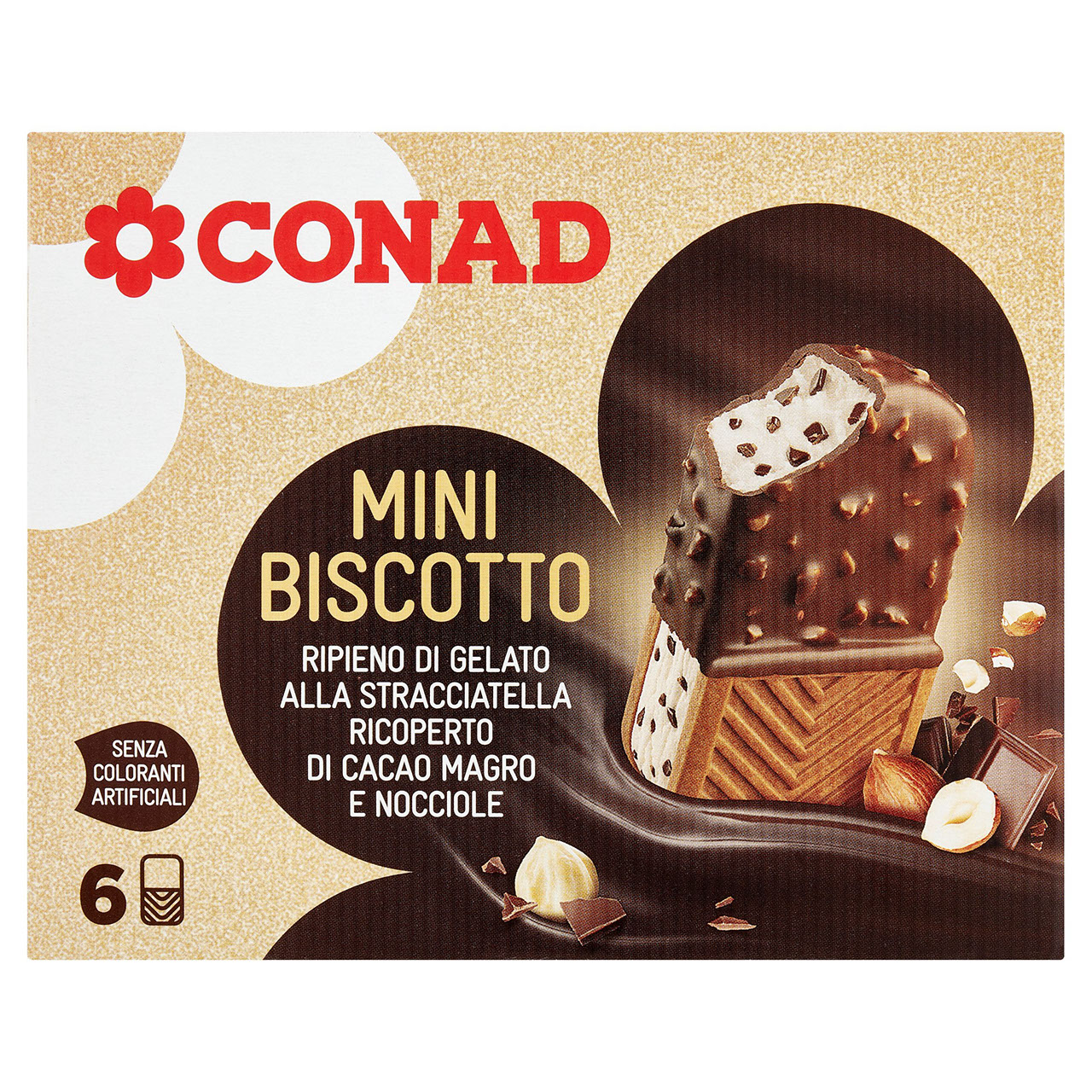 Mini Biscotto Ripieno di Gelato Stracciatella 6 pz