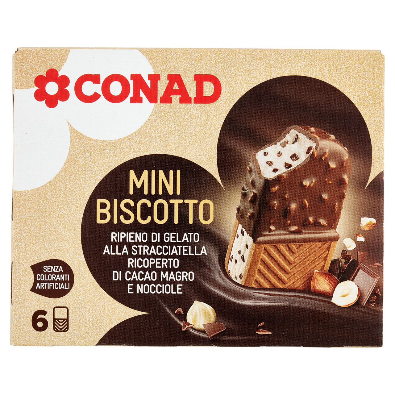 Mini Biscotto Ripieno di Gelato Stracciatella 6 pz