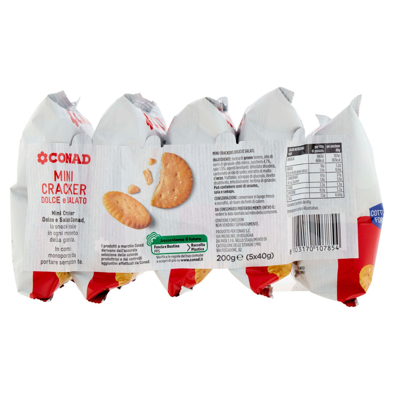 CONAD Mini Cracker Dolce e Salato 5 x 40 g