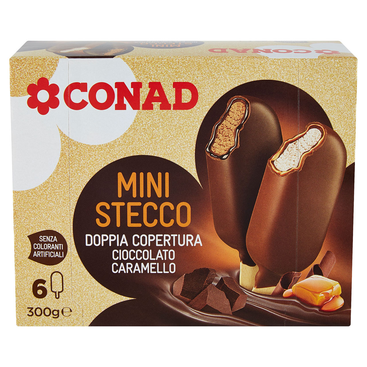 CONAD Mini Stecco Doppia Copertura Cioccolato Caramello 6 pezzi 300 g