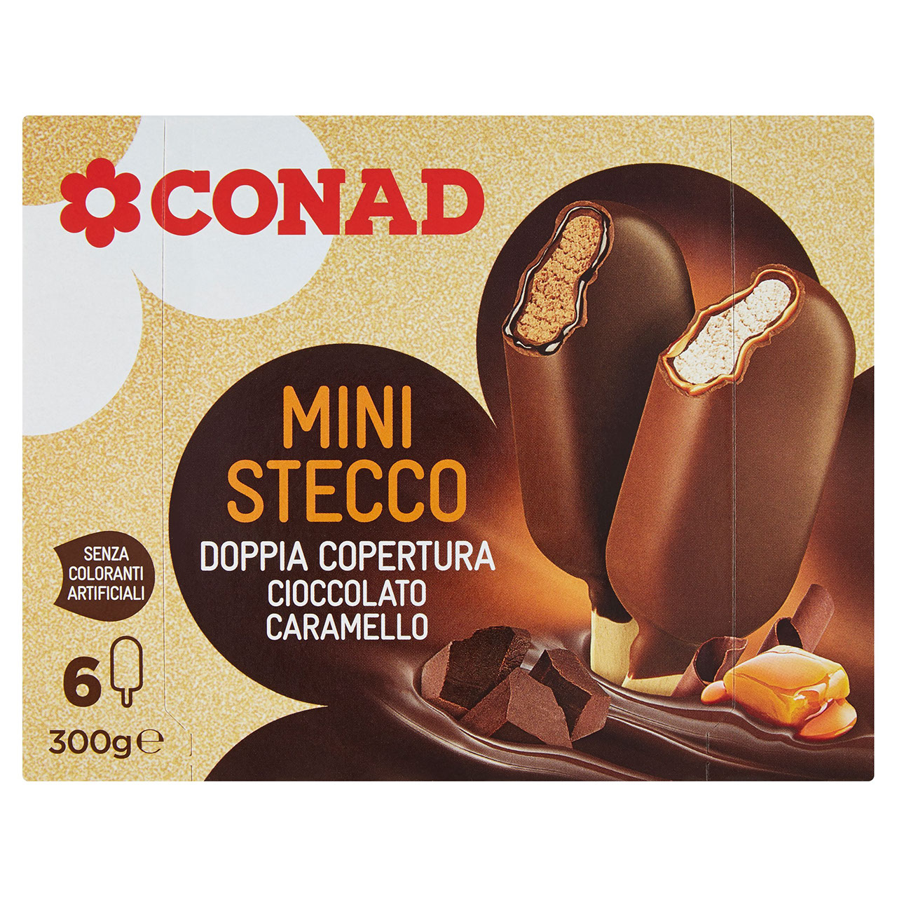 CONAD Mini Stecco Doppia Copertura Cioccolato Caramello 6 pezzi 300 g