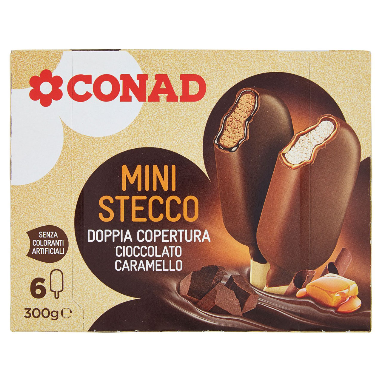 CONAD Mini Stecco Doppia Copertura Cioccolato Caramello 6 pezzi 300 g