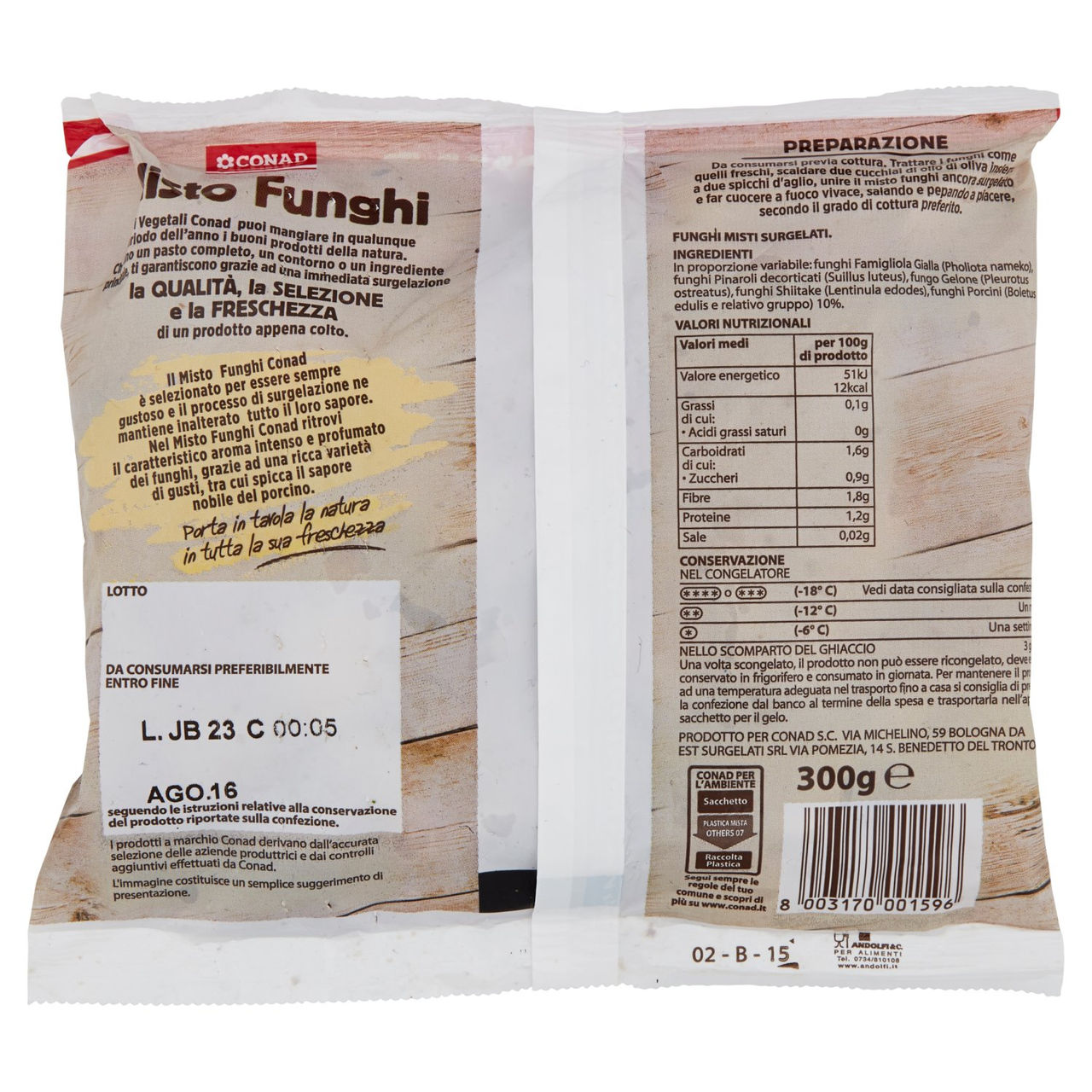 Misto Funghi Surgelati 300 g Conad