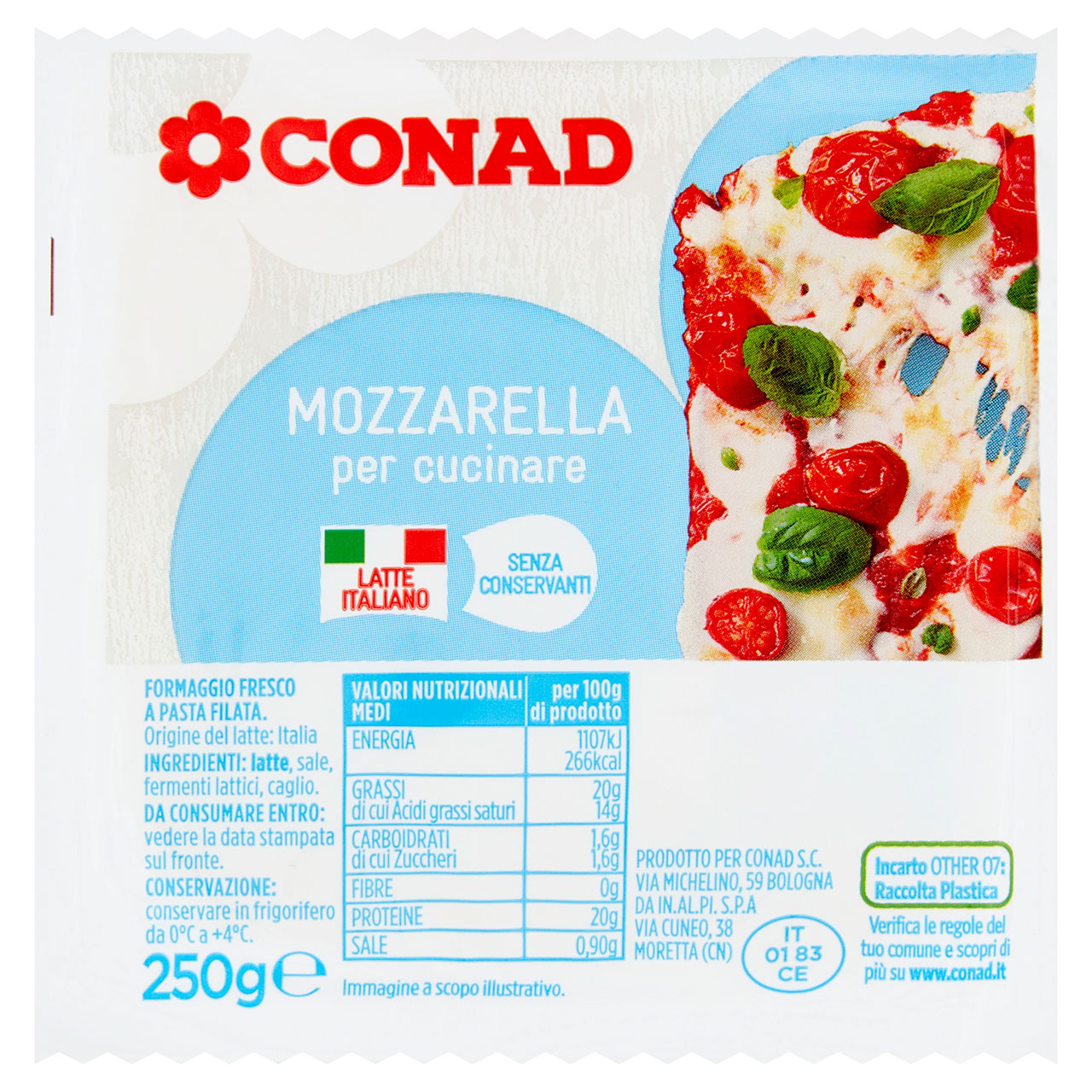 Mozzarella per cucinare 250g Conad online