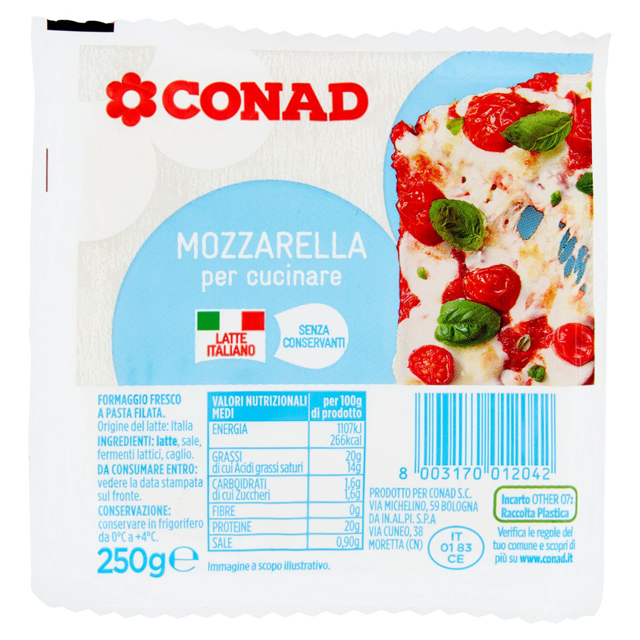 Mozzarella per cucinare 250g Conad online