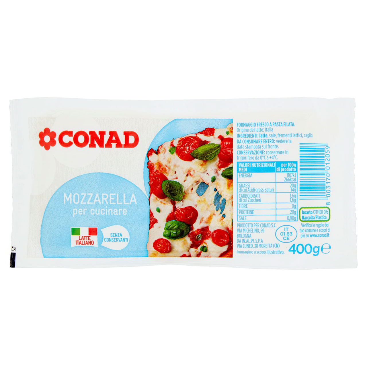 Mozzarella per cucinare 400g Conad vendita online