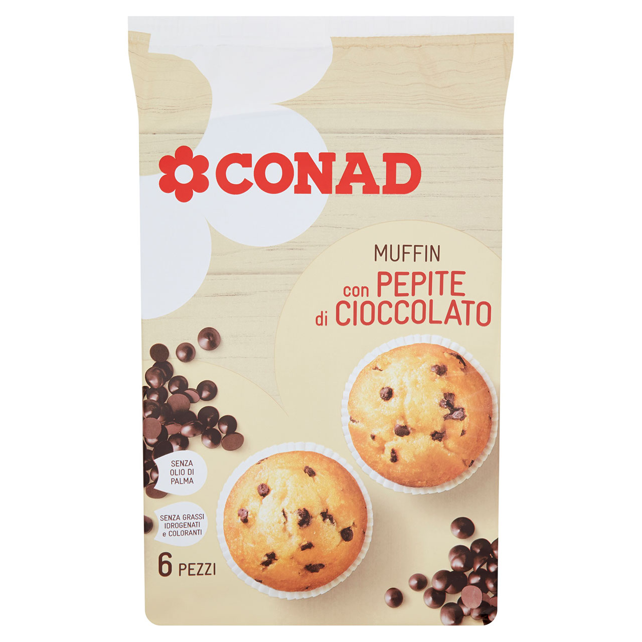 Muffin con Pepite di Cioccolato 6 Pezzi Conad