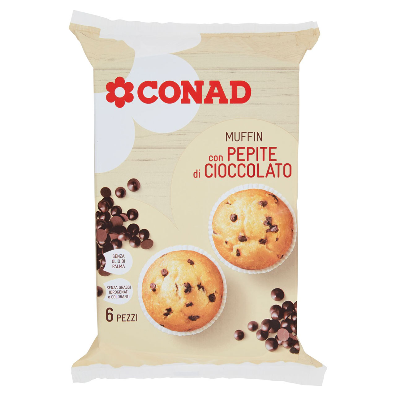 Muffin con Pepite di Cioccolato 6 Pezzi Conad