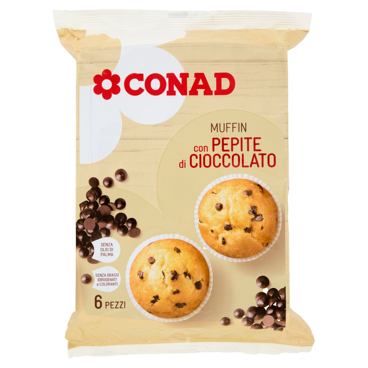 Muffin con Pepite di Cioccolato 6 Pezzi Conad