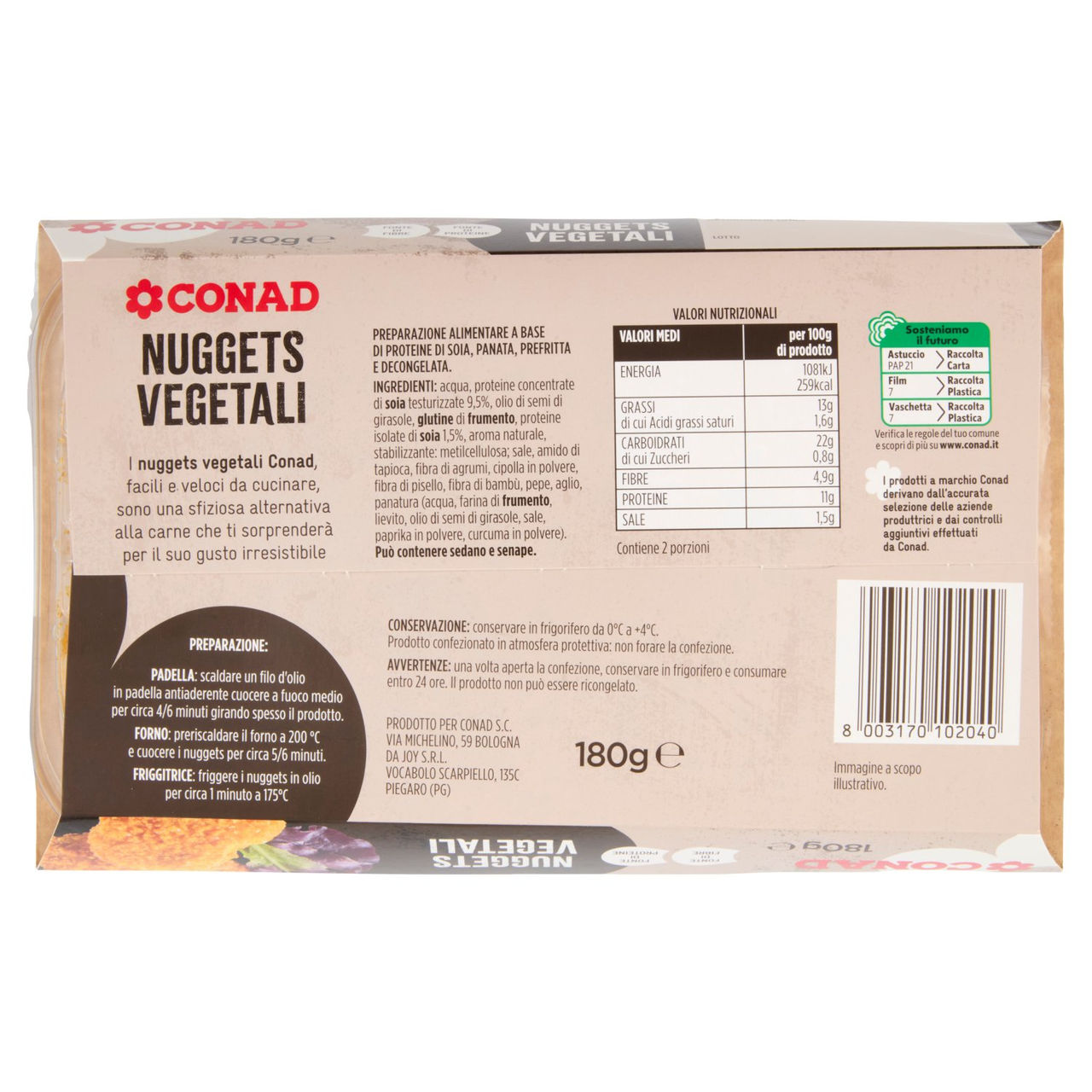 CONAD Nuggets Vegetali 180 g