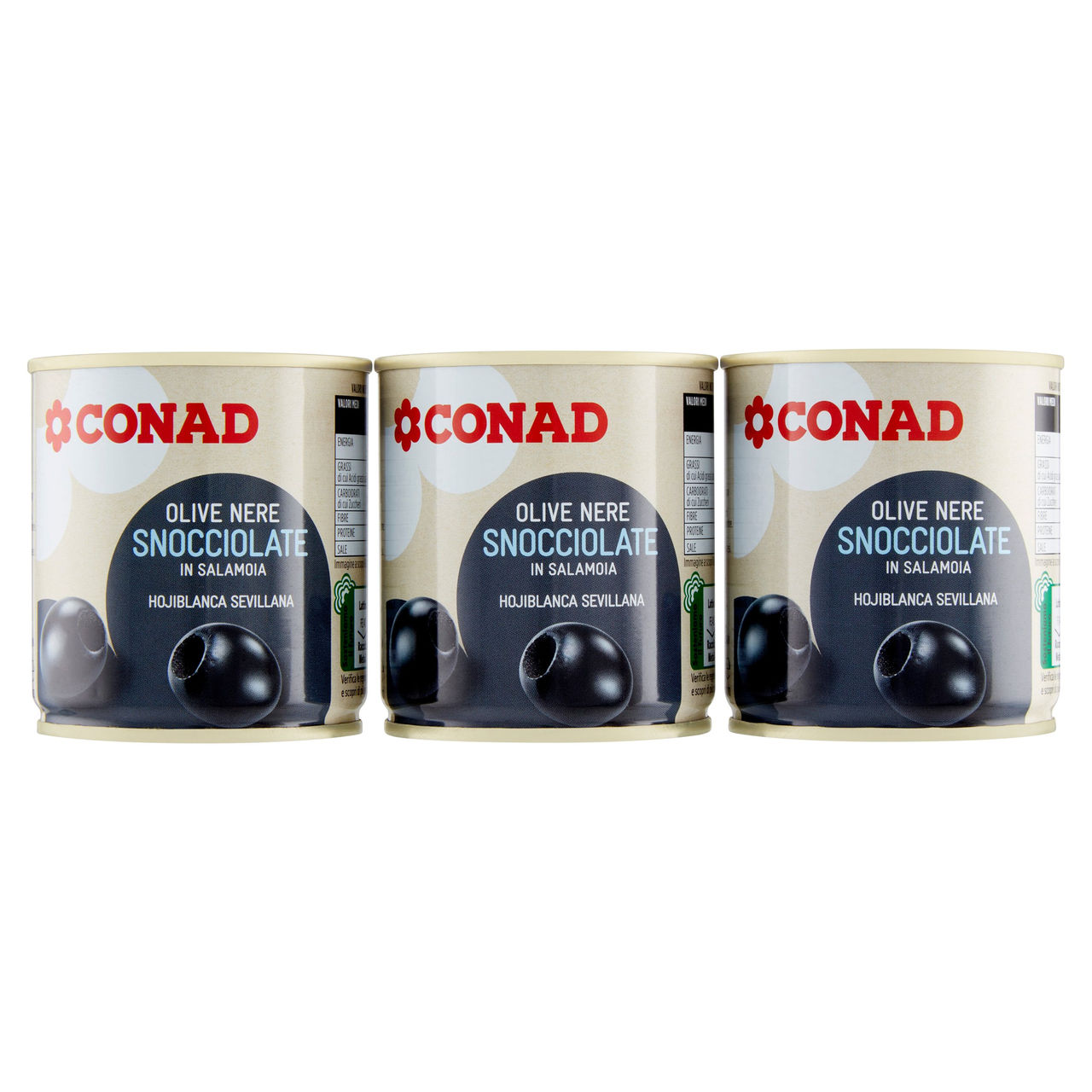 Olive Nere Snocciolate in Salamoia 3 x 200 g Conad