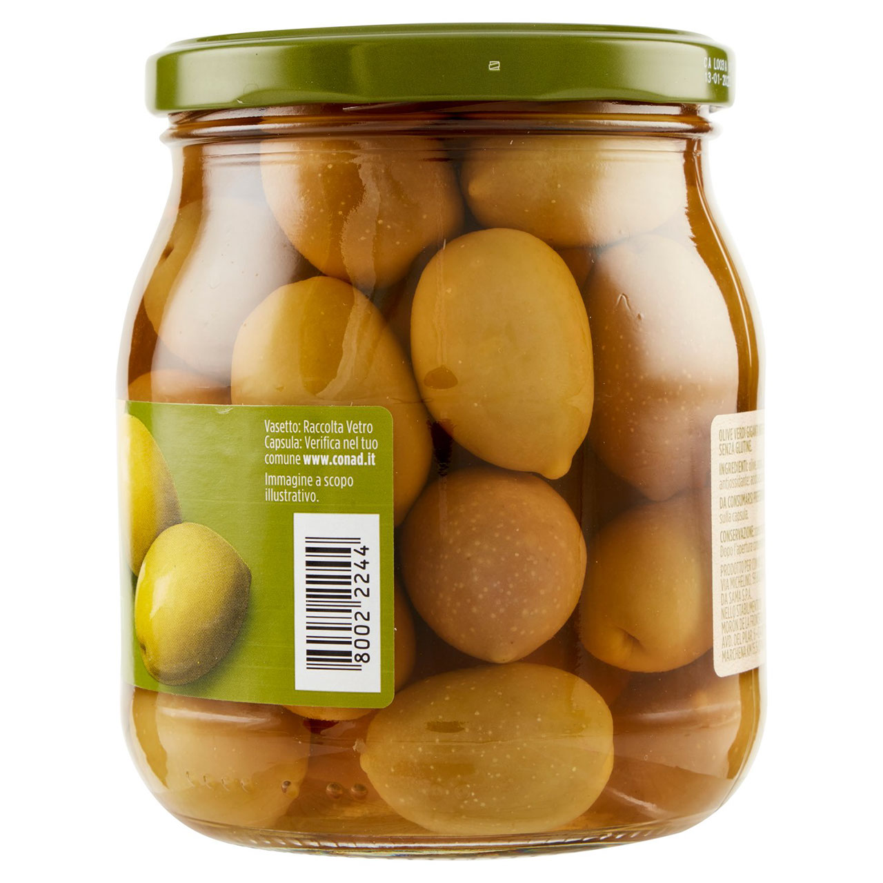 Olive Verdi Intere Giganti in Salamoia 550 g Conad