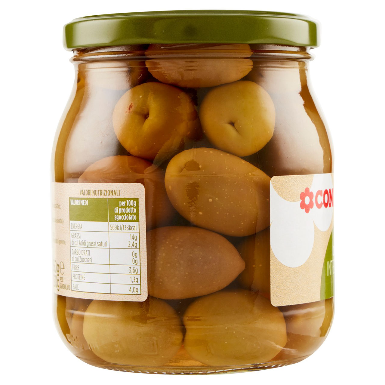 Olive Verdi Intere Giganti in Salamoia 550 g Conad