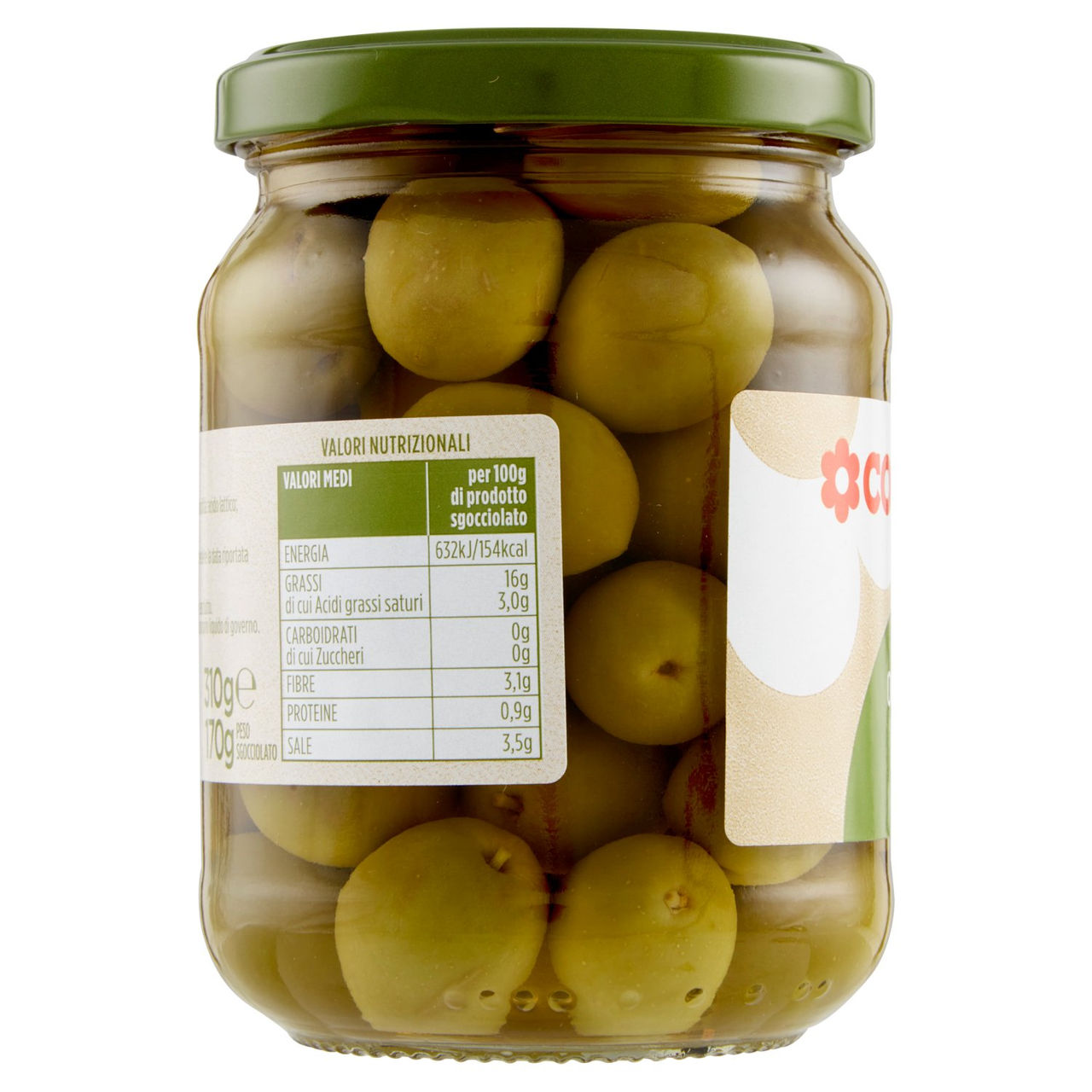 Olive Verdi Intere in Salamoia 310 g Conad