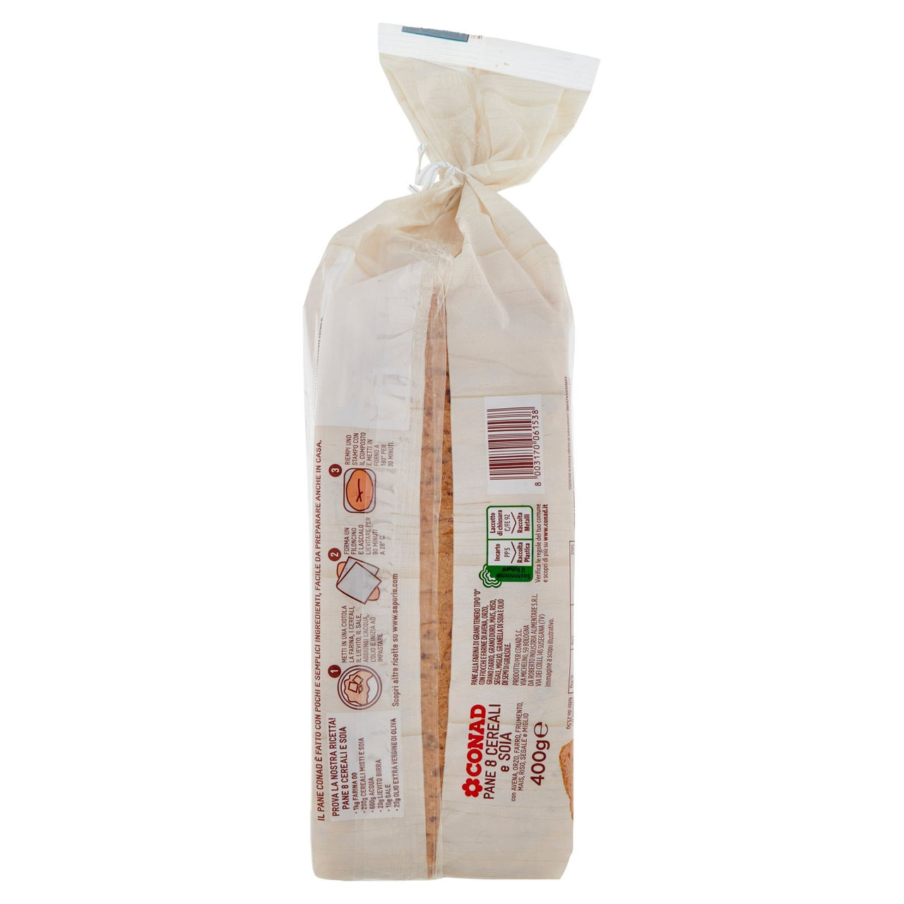 Pane 8 Cereali e Soia 400 g Conad vendita online