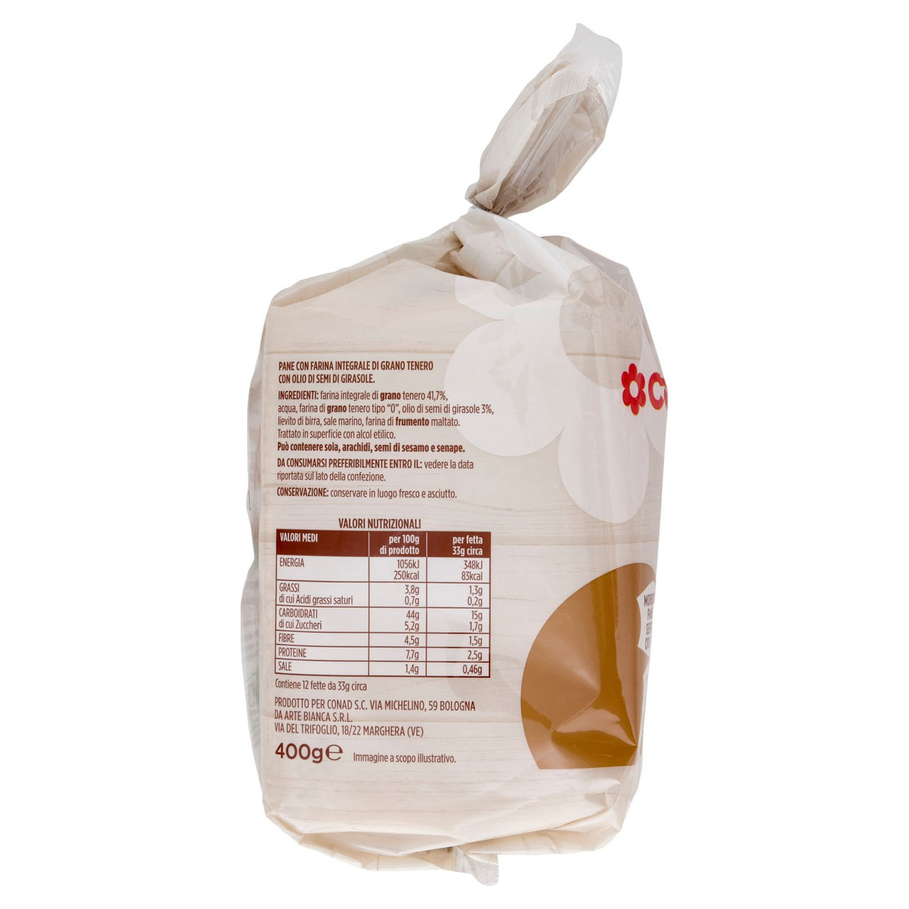 Pane Soffice con Farina Integrale 400 g Conad