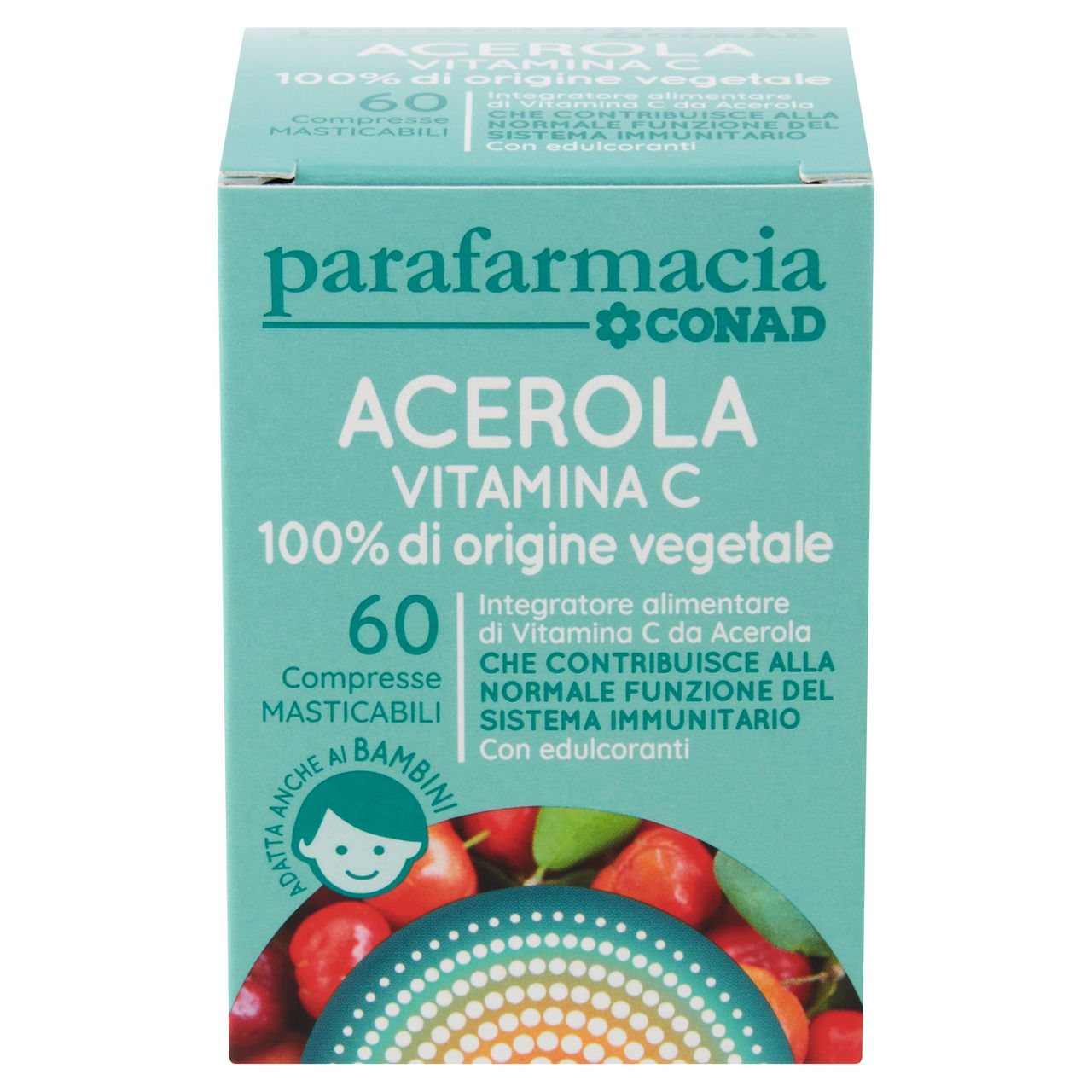 CONAD Parafarmacia Acerola Vitamina C 100% di origine vegetale 60 Compresse Masticabili 30 g