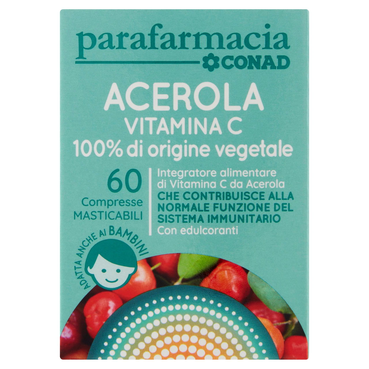 CONAD Parafarmacia Acerola Vitamina C 100% di origine vegetale 60 Compresse Masticabili 30 g