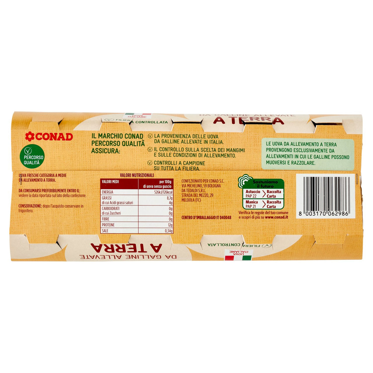 Uova medie x 10 da allevamento a terra Conad