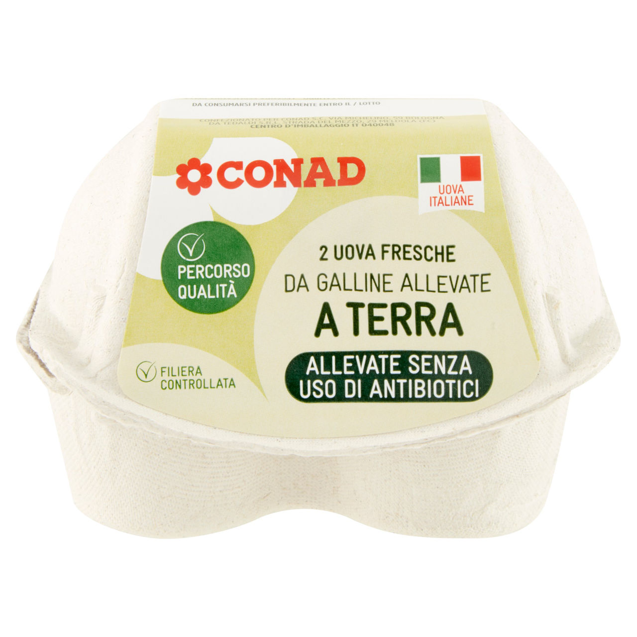 CONAD Percorso Qualità 2 Uova Fresche da Galline Allevate a Terra Allevate Senza Uso di Antibiotici