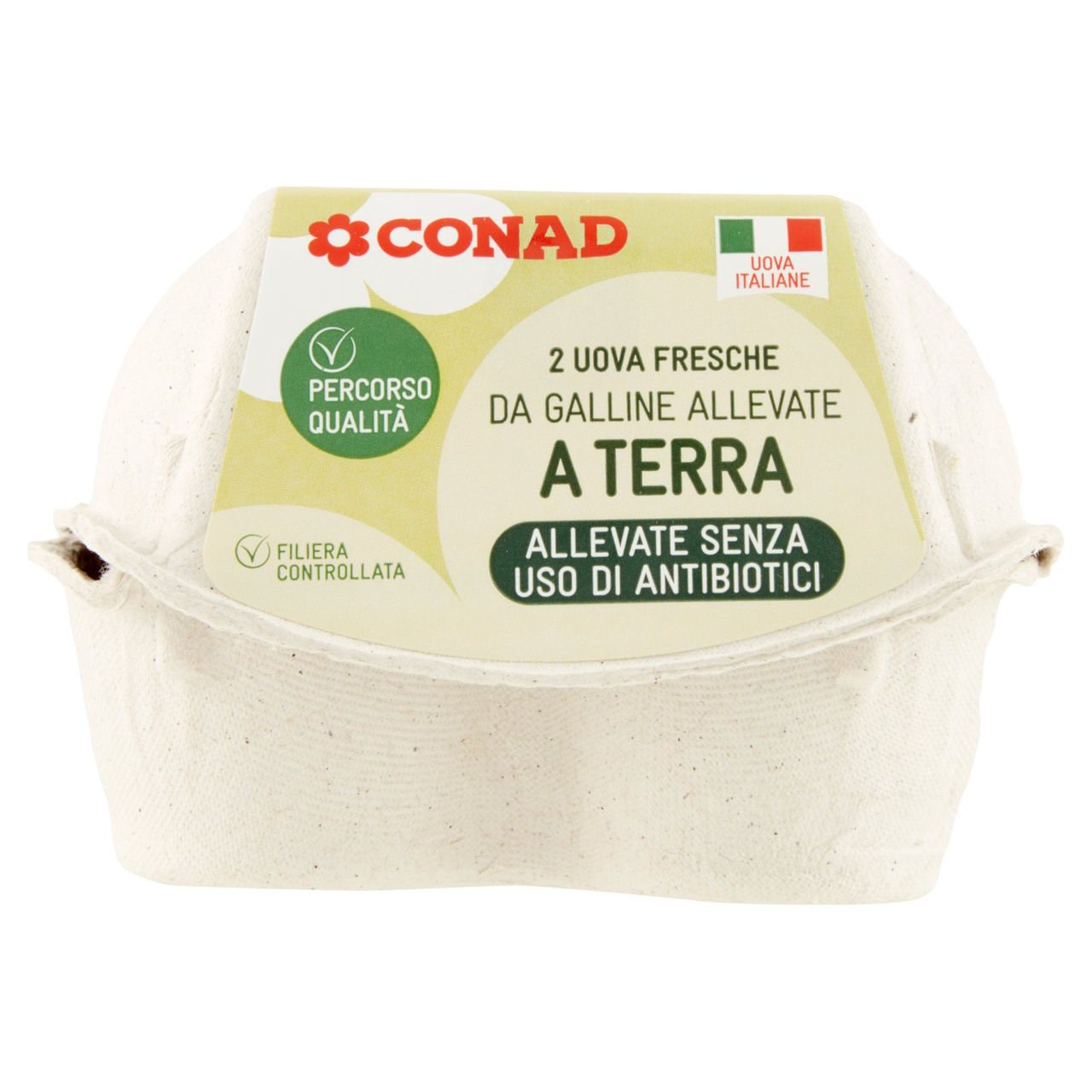 CONAD Percorso Qualità 2 Uova Fresche da Galline Allevate a Terra Allevate Senza Uso di Antibiotici