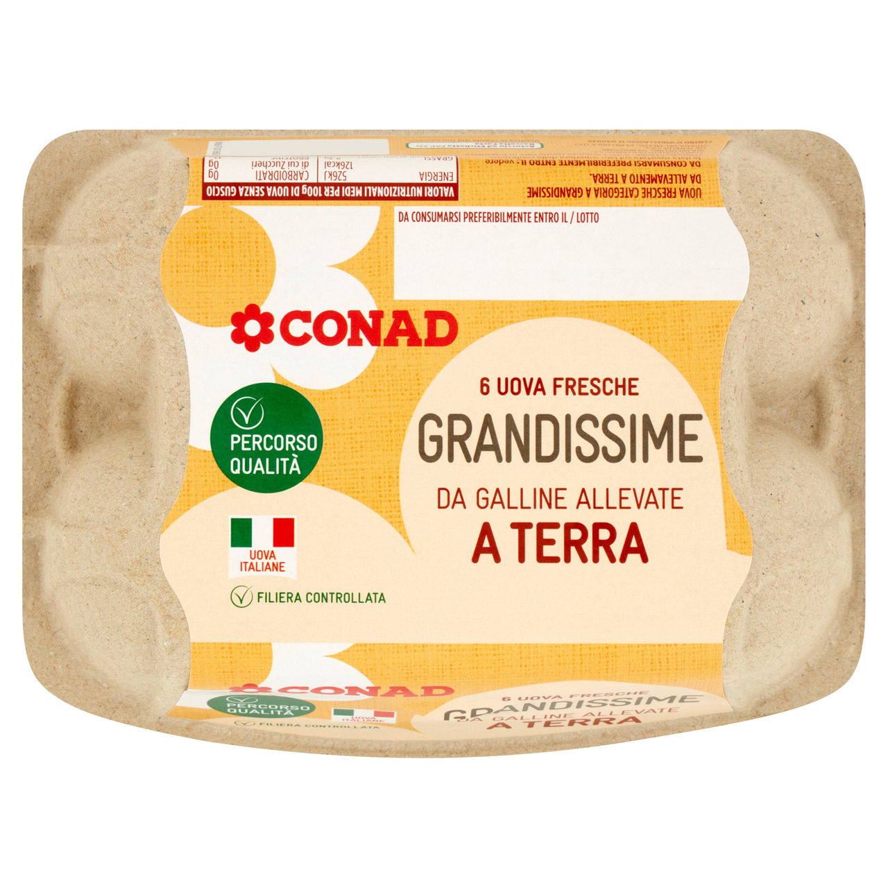 CONAD Percorso Qualità 6 Uova Fresche Grandissime da Galline Allevate a Terra