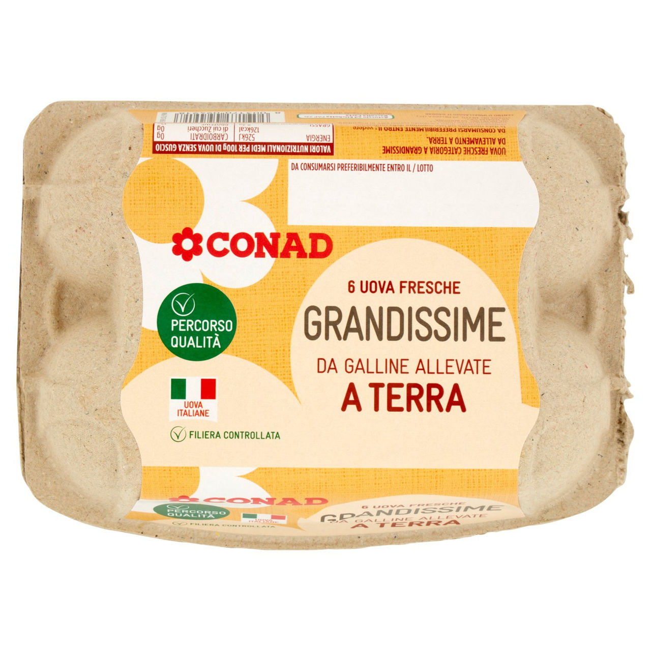 CONAD Percorso Qualità 6 Uova Fresche Grandissime da Galline Allevate a Terra