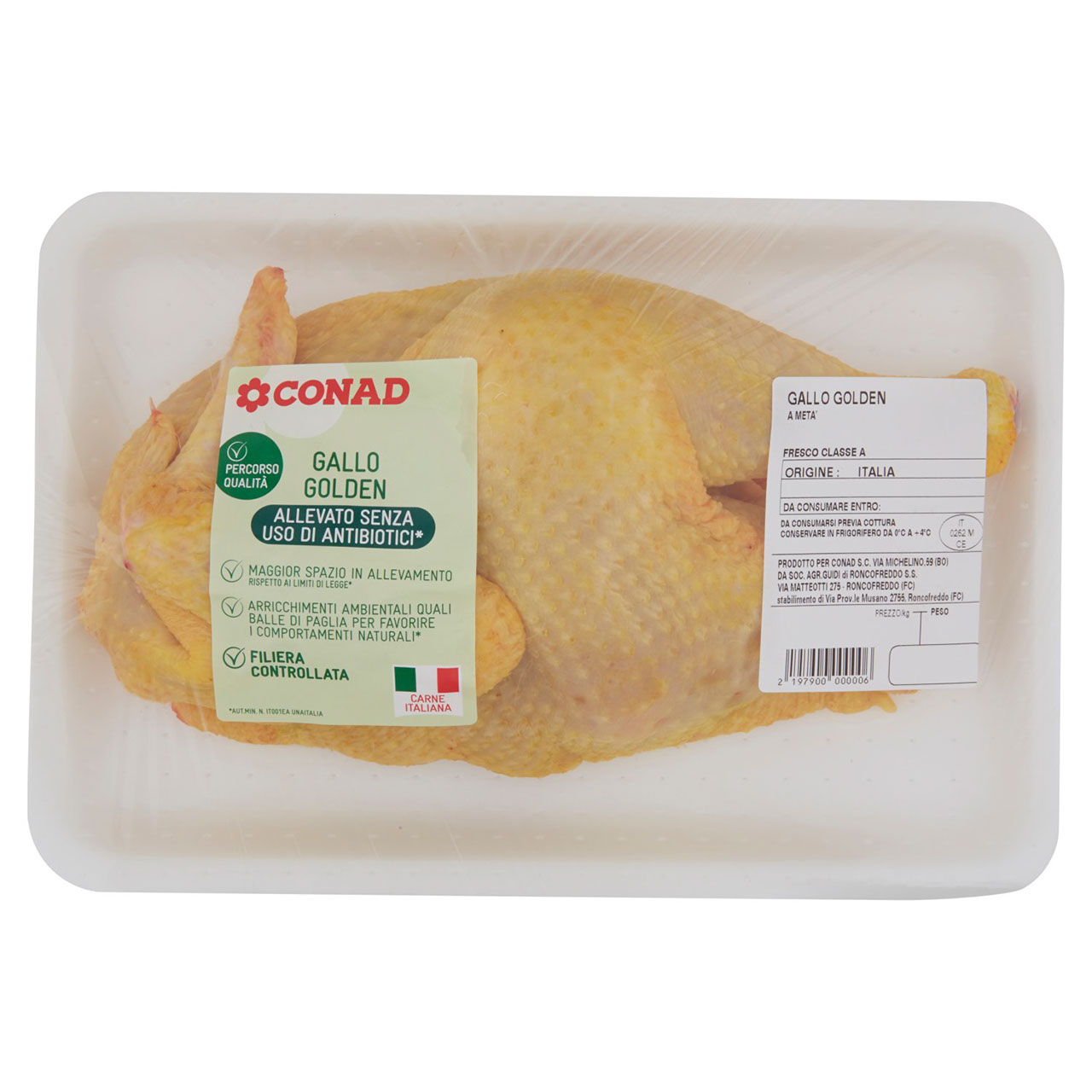 CONAD PERCORSO QUALITÀ Allevato senza uso di antibiotici Gallo Golden a Metà