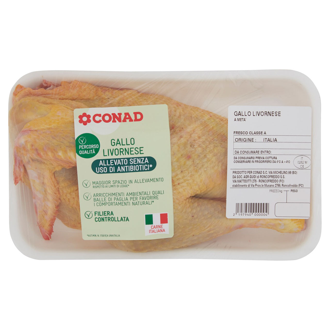 CONAD PERCORSO QUALITÀ Allevato senza uso di antibiotici Gallo Livornese a Metà