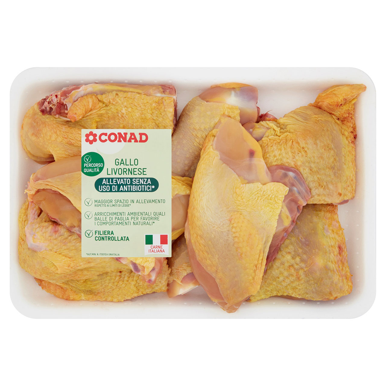CONAD PERCORSO QUALITÀ Allevato senza uso di antibiotici Gallo Livornese in Parti