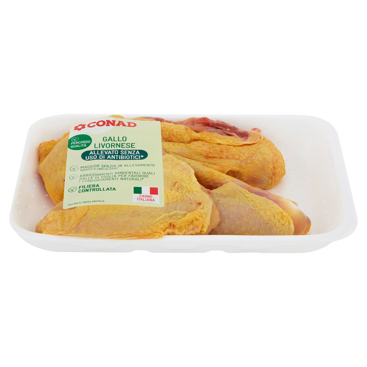 CONAD Percorso Qualità Allevato senza uso di antibiotici Gallo Livornese Metà in Parti