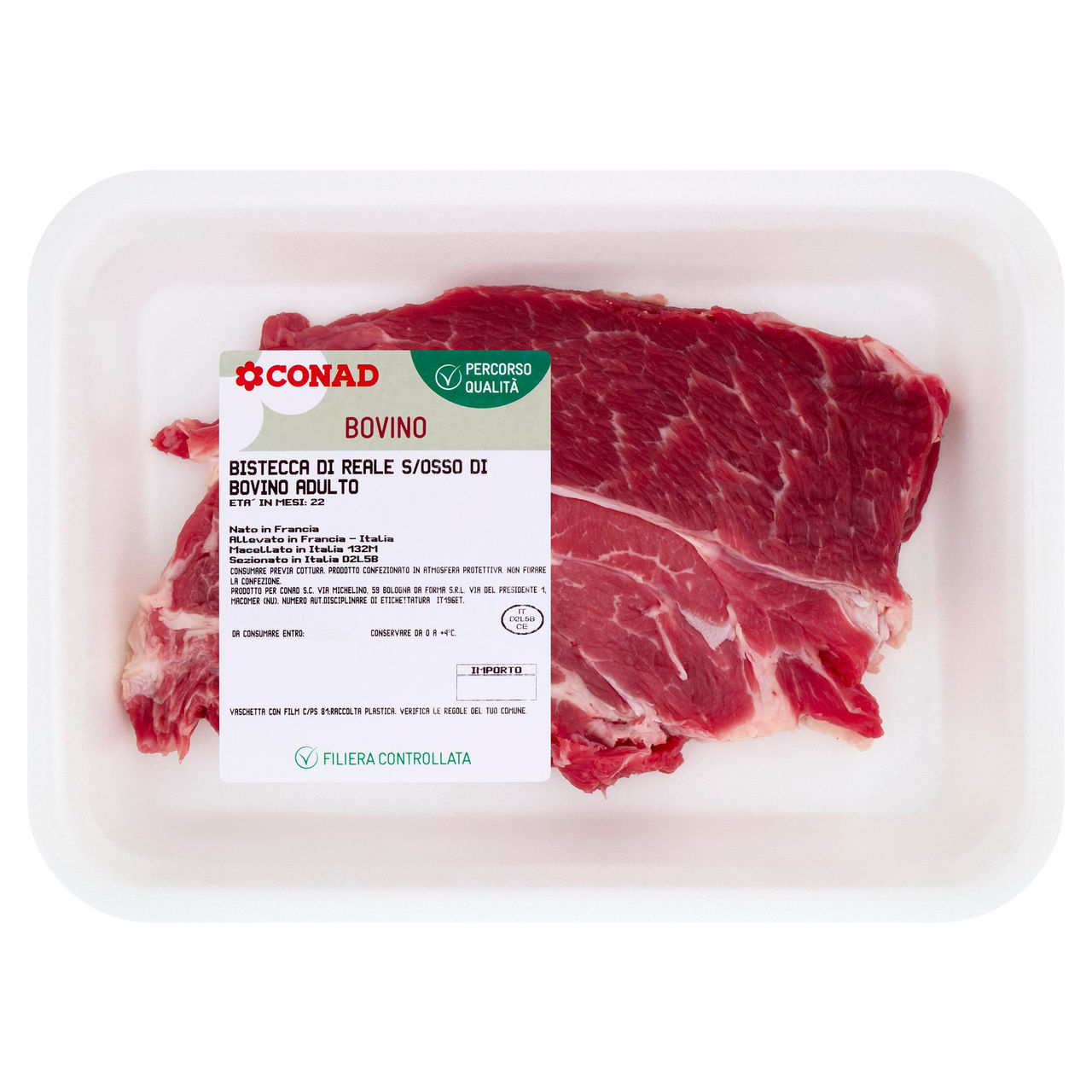 CONAD Percorso Qualità Bistecca di Reale S/Osso di Bovino Adulto