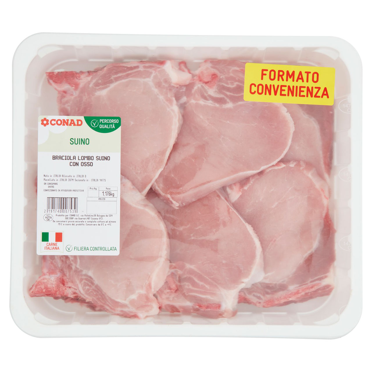 CONAD Percorso Qualità Braciola Lombo Suino con Osso Formato Convenienza