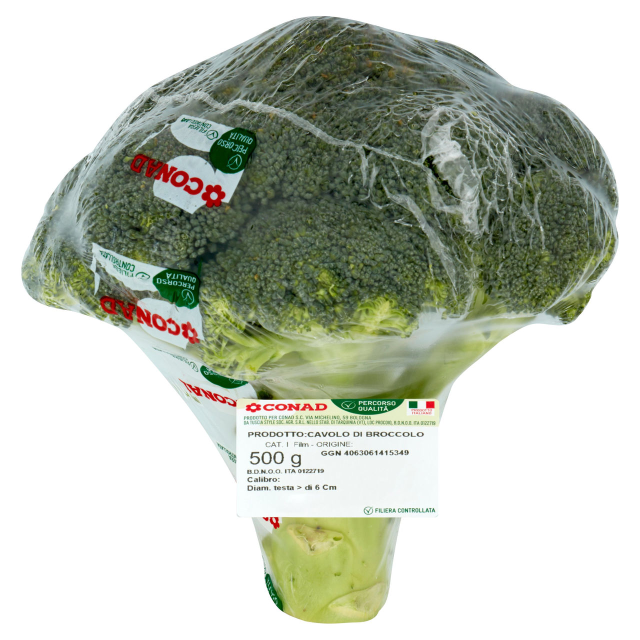 CONAD Percorso Qualità Cavolo di Broccolo Italia Cal.: Diam. testa > di 6 Cm 500 g