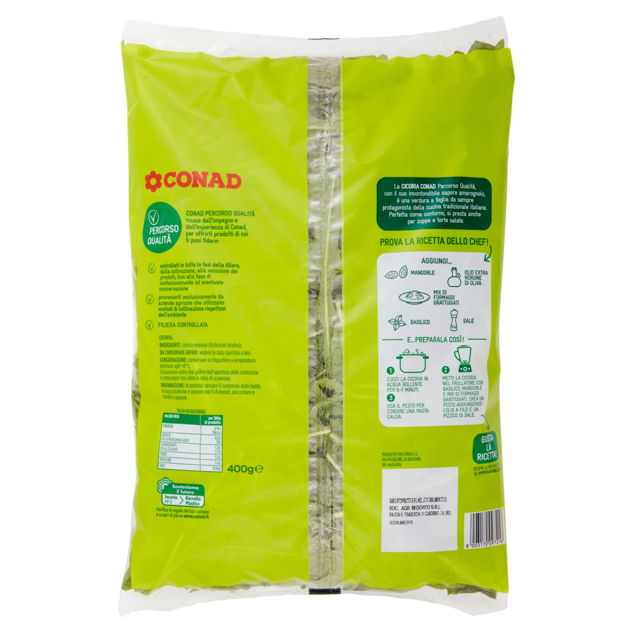 CONAD Percorso Qualità Cicoria Pronta da Cuocere 400 g