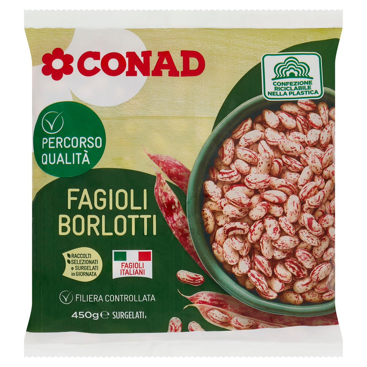 CONAD Percorso Qualità Fagioli Borlotti 450 g