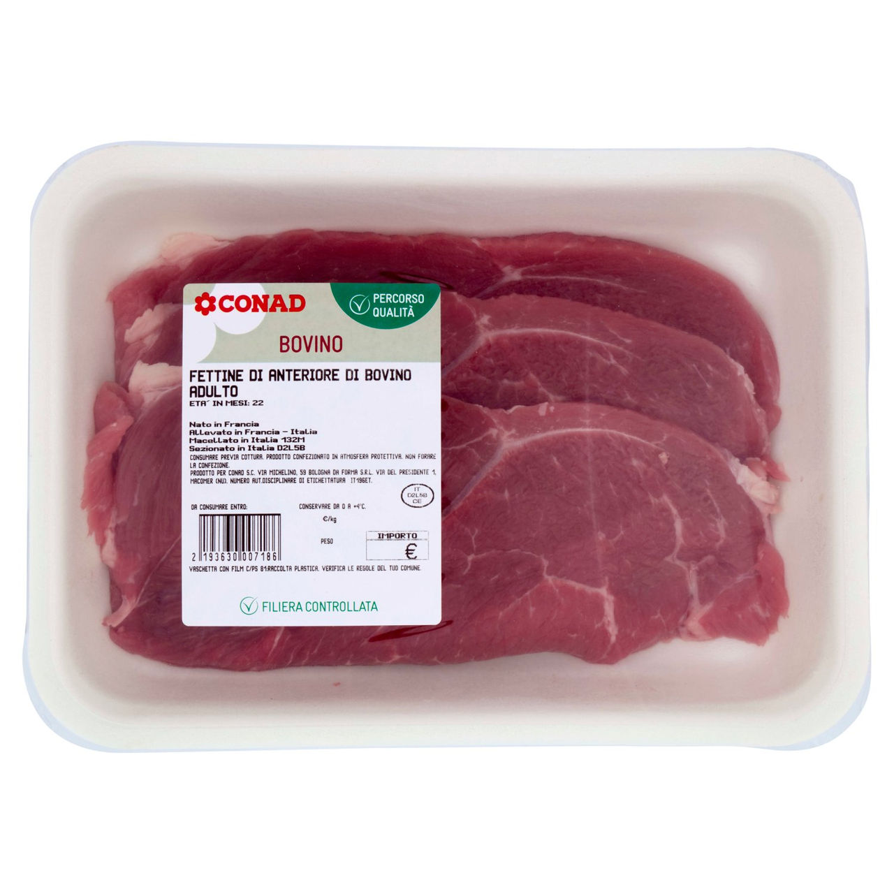 CONAD Percorso Qualità Fettine di Anteriore di Bovino Adulto