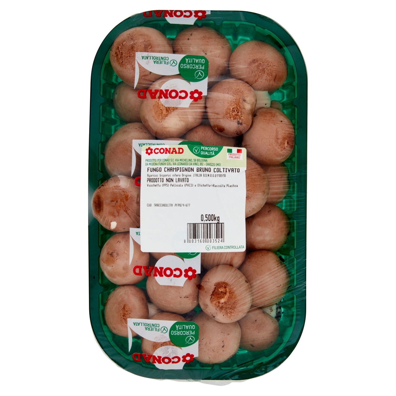 CONAD Percorso Qualità Fungo Champignon Bruno Coltivato Italia 0,500 kg