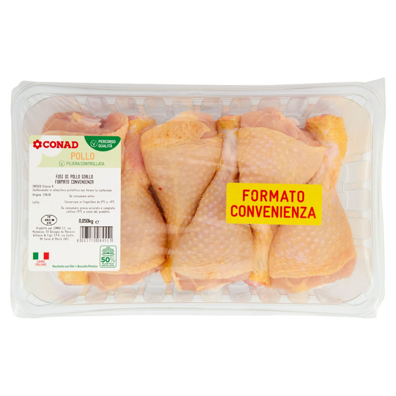 CONAD Percorso Qualità Fusi di Pollo Giallo Formato Convenienza 0,850 kg