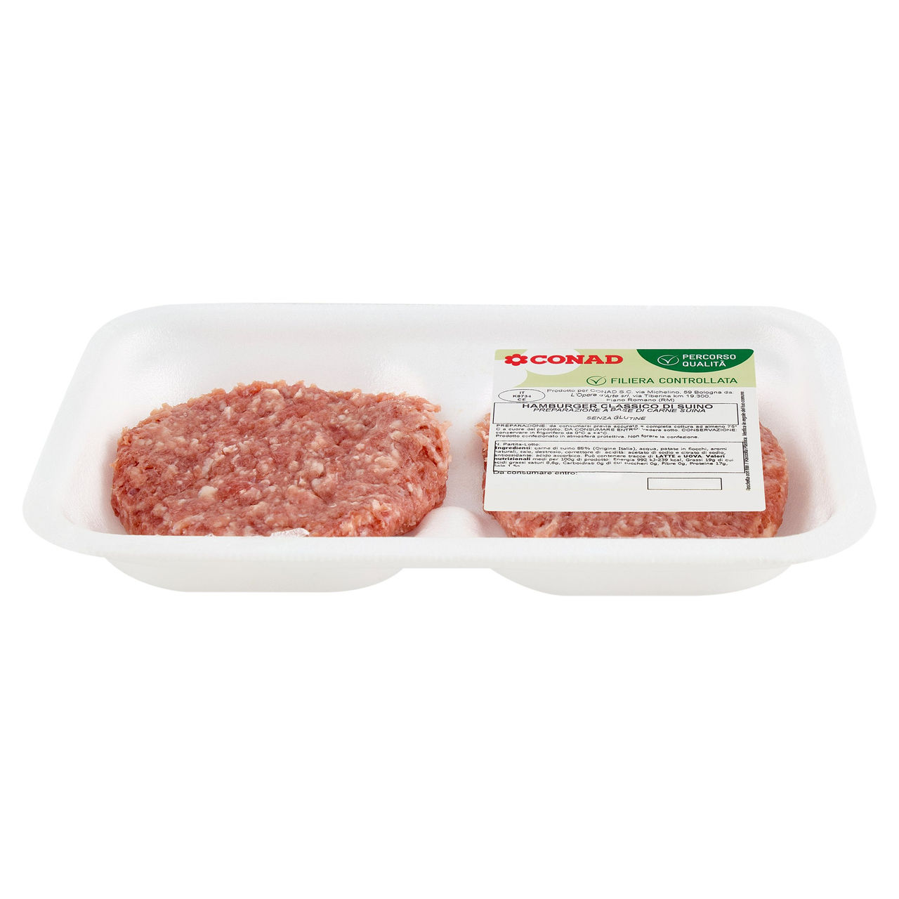 CONAD Percorso Qualità Hamburger Classico di Suino 0,160 kg