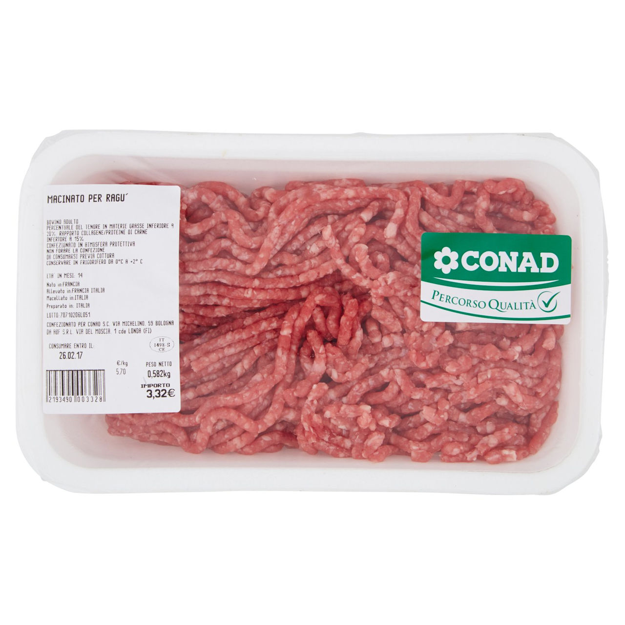 CONAD Percorso Qualità Macinato per Ragù di Bovino Adulto